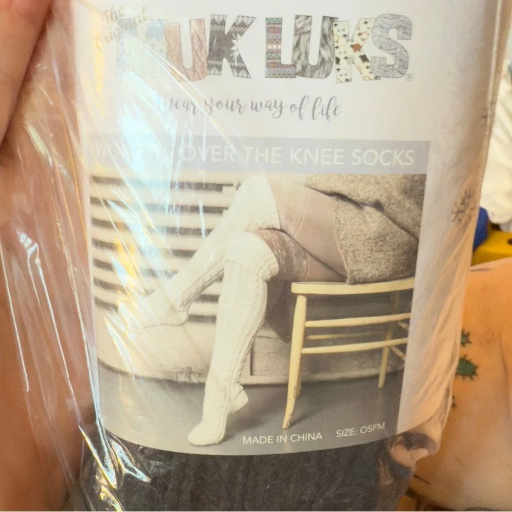 Muk Luks Women's Over the Knee‎ Socks Black/ OSFM NWT